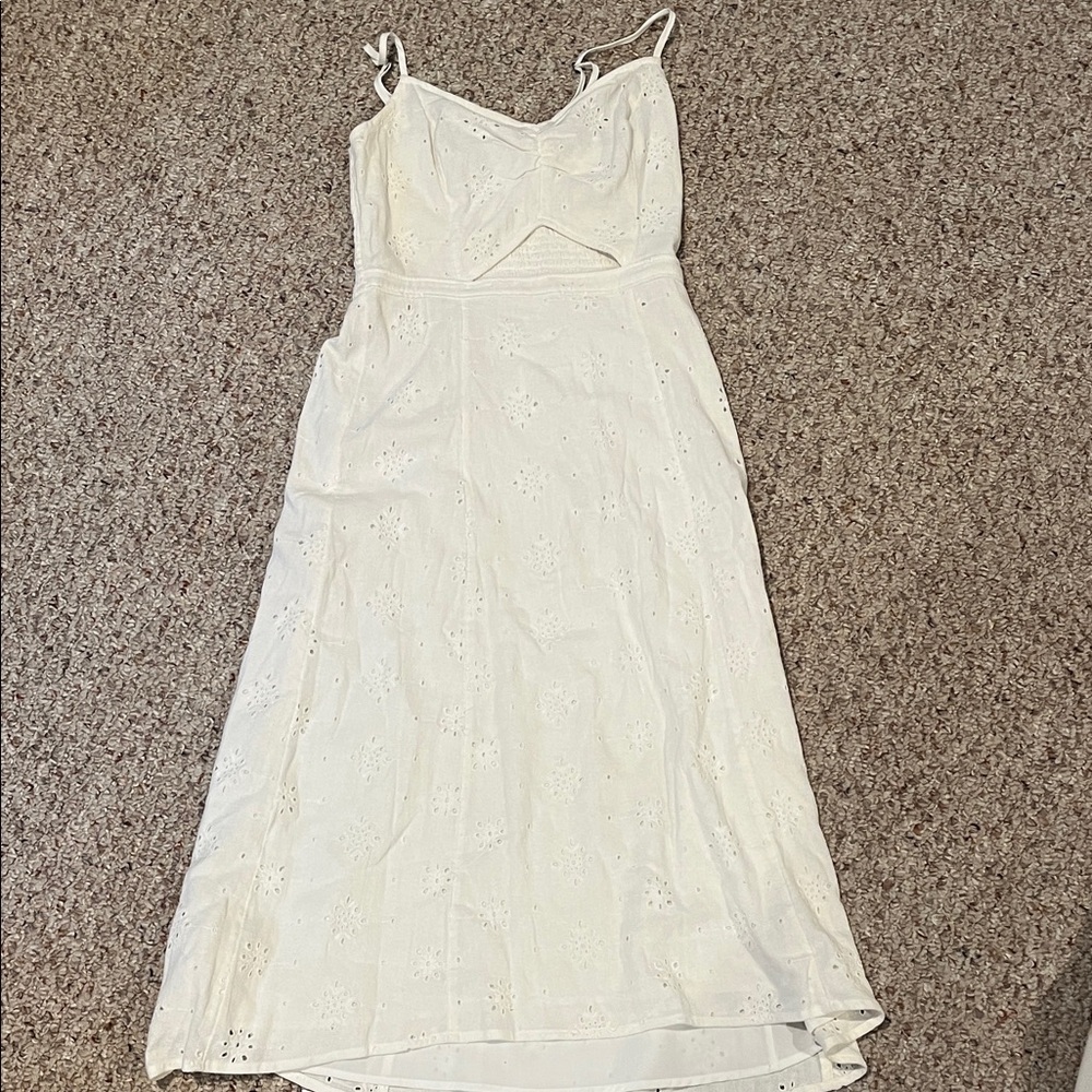 Hollister White Eyelet Spaghetti-Strap Maxi Dress